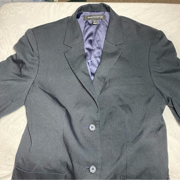 NEW Design Collective Blazer Size 4 Charcoal Black Button Up Front Pockets - Picture 3 of 11